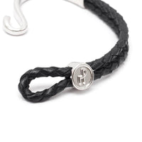 Braided Leather Cord Bracelet 勾扣編織手環-亮銀
