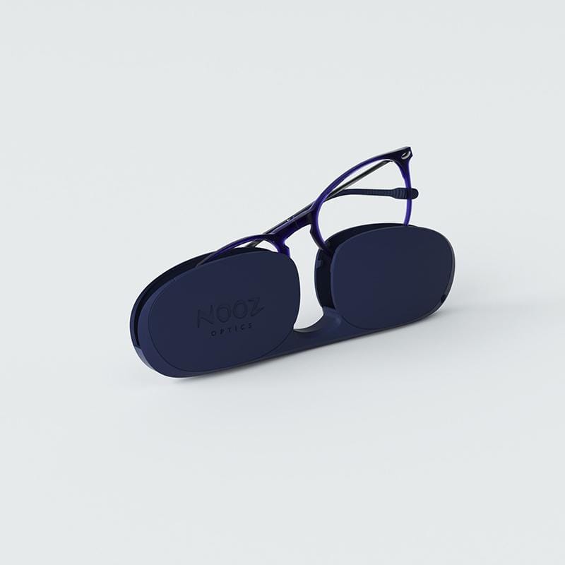 時尚造型老花眼鏡-鏡腳便攜款（橢圓-深藍）