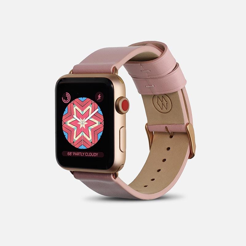 經典款 Apple Watch 皮革錶帶 - 粉