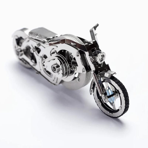 高階金屬自走模型 - 亮鉻飛輪摩托車 Chrome Rider
