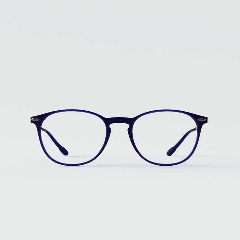 時尚造型老花眼鏡-鏡腳便攜款（橢圓-深藍）