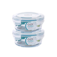 CLOC系列微烤兩用耐熱玻璃保鮮盒-圓形-620ml-2入組