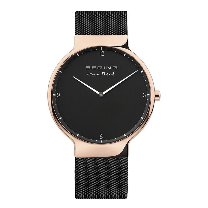 MAX RENE設計師聯名款 玫瑰金x黑 米蘭錶帶手錶40mm  15540-262