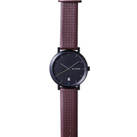 日本低調率性真皮腕錶- 不銹鋼黑 咖啡皮帶