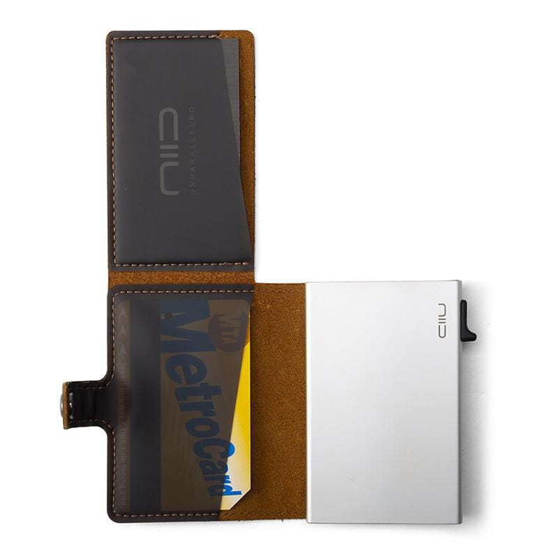 【Slide】Mini Wallet 防盜刷真皮科技卡夾 淺棕