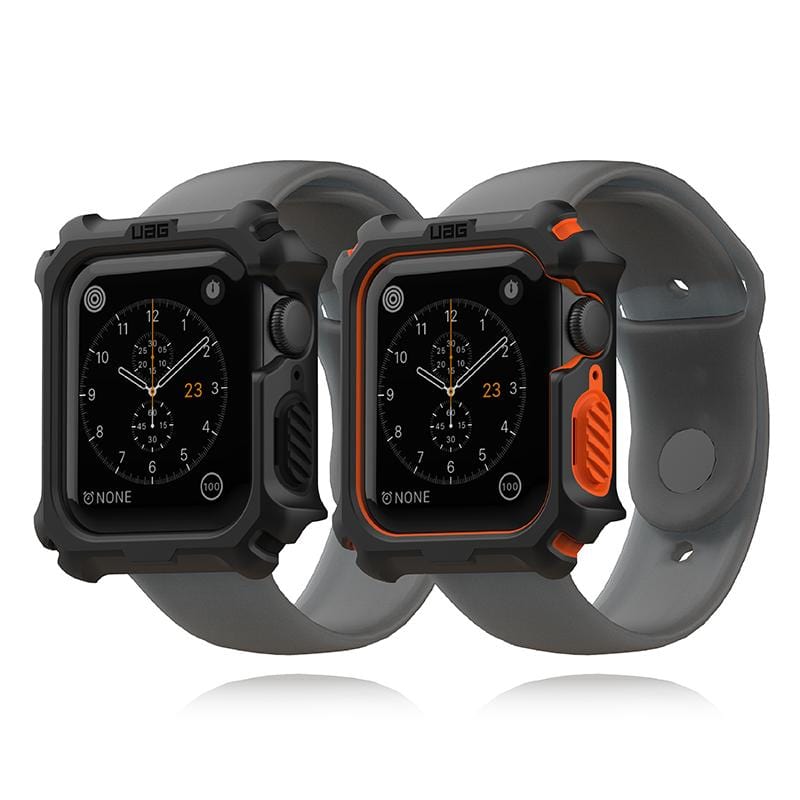 Apple Watch 44mm 耐衝擊保護殼-黑/橘