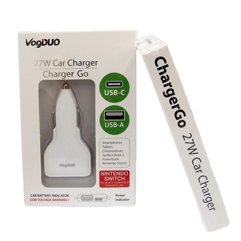 Charger Go  超實用Type-C & Type-A快速車用充電器(典雅白)