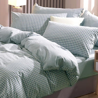 雙人床包薄被套四件組 色織水洗棉