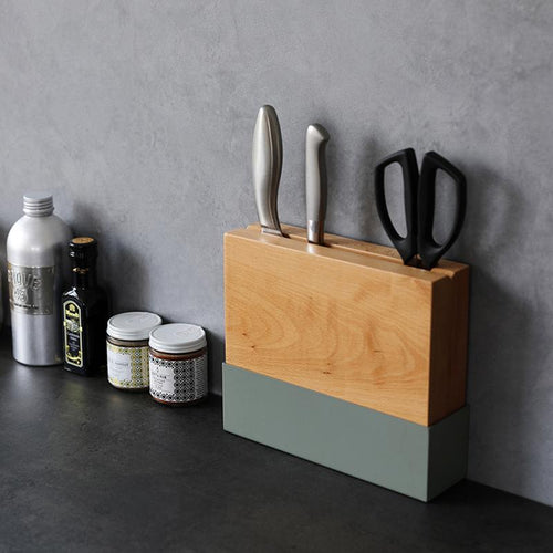 原木金屬分離式刀具瀝水收納座