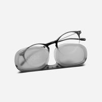 抗藍光時尚造型平光閱讀眼鏡-鏡腳便攜款（橢圓-雙色漸變-黑色透明）