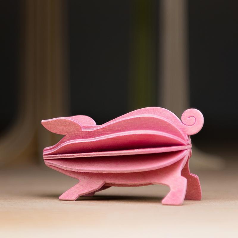 3D立體拼圖樺木明信片|擺飾|禮物 - 嘟嘟豬(小/6cm)