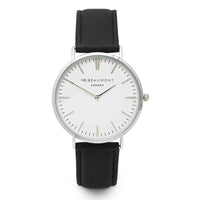 牛津系列 白錶盤x黑色皮革錶帶x銀錶框手錶 41mm MB1801 BLACK SILVER