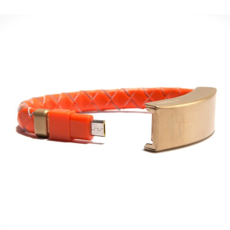 Braided Leather Cabelet 編織皮革充電傳輸手環(Micro USB) - 橘