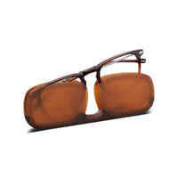 時尚造型老花眼鏡-鏡腳便攜款（矩形-黑銅棕）