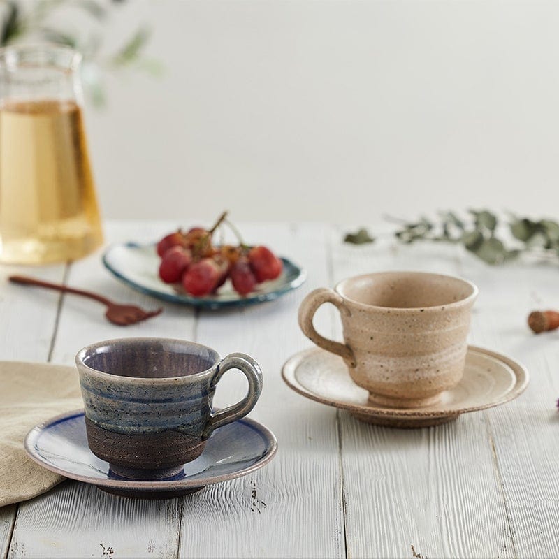 信樂燒 - 刷紋岩清水咖啡對杯組(4件式)