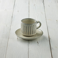 信樂燒 - 雕紋直筒咖啡杯碟組(2件式) - 計2款