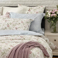 【黛西】100%精梳棉印花雙人床組+素色舒眠毯