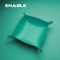 【ENABLE】防水收折式 皮革桌面收納盒/置物籃/飾品鑰匙化妝品托盤(25x25cm)