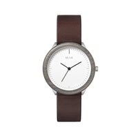 西班牙手工男錶 楓木錶框 / 白色錶面 – 棕
