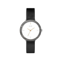 西班牙手工女錶 楓木錶框 / 白色錶面 – 黑