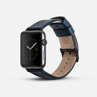 經典款 Apple Watch 皮革錶帶 - 深藍
