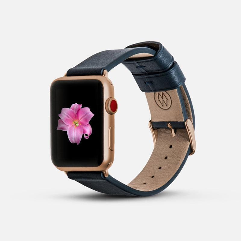 經典款 Apple Watch 皮革錶帶 - 深藍