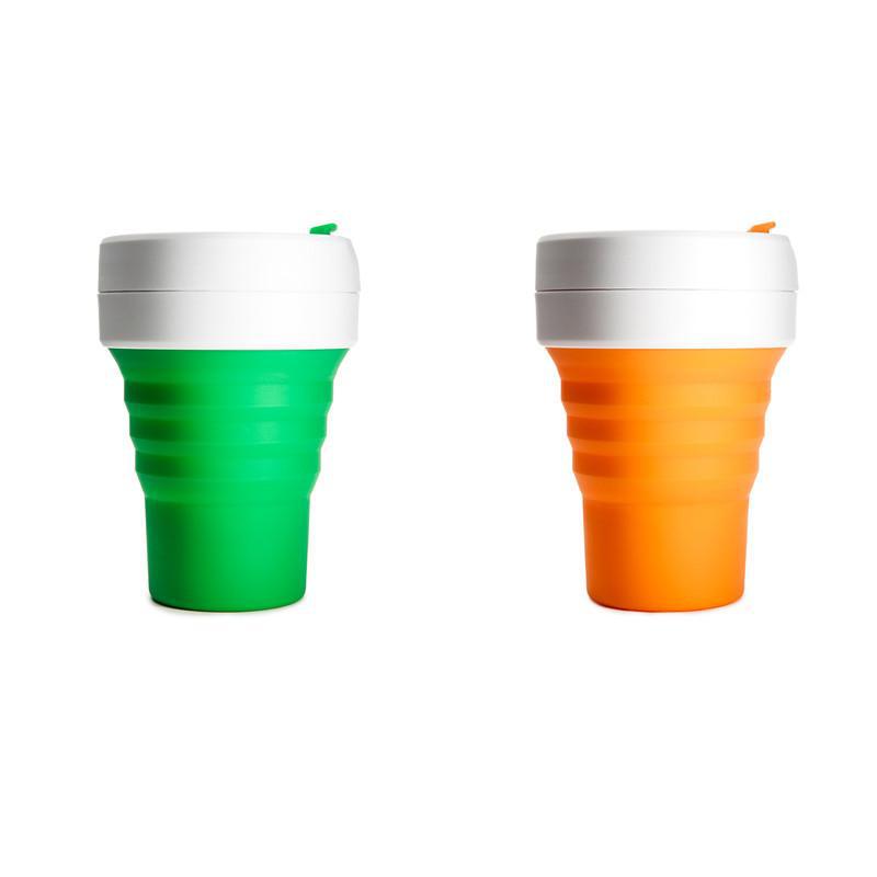 口袋壓縮杯 二入 - 綠+橘