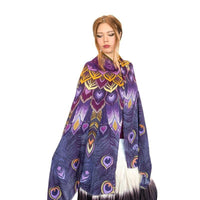 喀什米爾手工孔雀披巾 - 深紫PURPLE PEACOCK