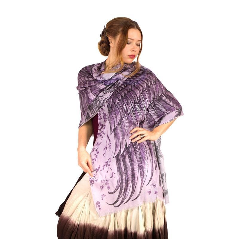 喀什米爾手工鳥羽披巾 - 絢紫PURPLE