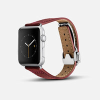 Apple Watch 皮革錶帶 (折疊錶扣) - 紅